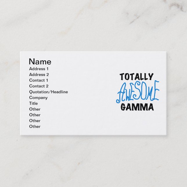 Totally Awesome Gamma Blue Tshirts and Gifts Business Card (Front)