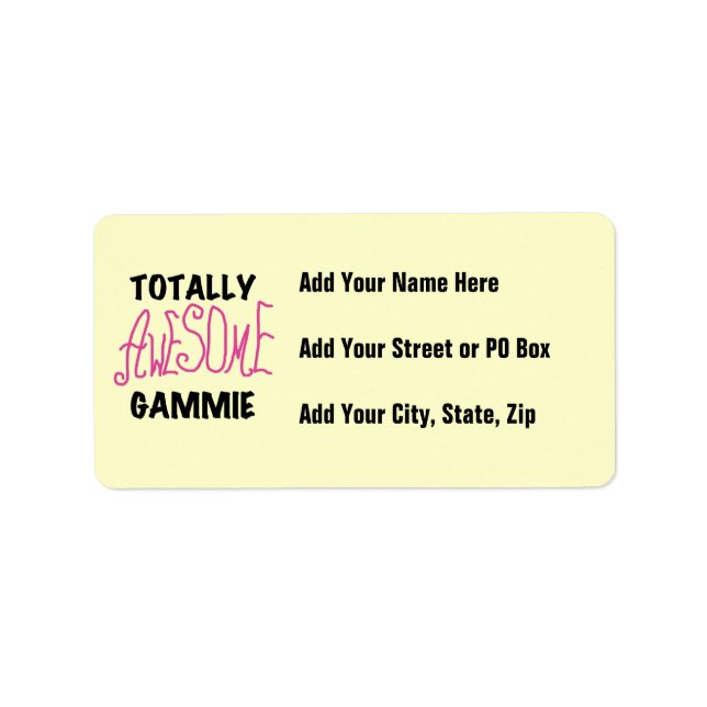 Totally Awesome Gammie Pink T-shirts and Gifts Label (Front)