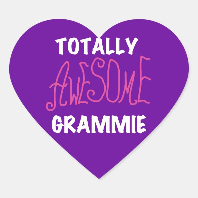 Totally Awesome Grammie Pink T-shirts Gifts Heart Sticker (Front)
