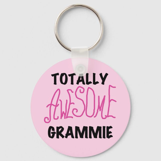 Totally Awesome Grammie Pink T-shirts Gifts Keychain (Front)