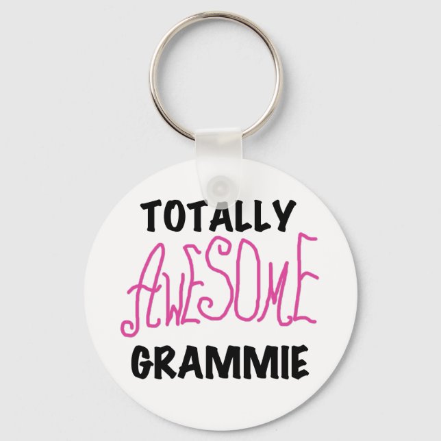 Totally Awesome Grammie Pink T-shirts Gifts Keychain (Front)