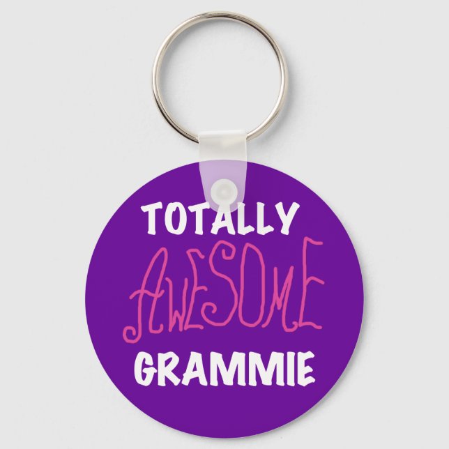 Totally Awesome Grammie Pink T-shirts Gifts Keychain (Front)