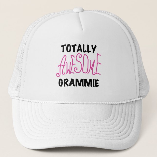 Totally Awesome Grammie Pink T-shirts Gifts Trucker Hat (Front)