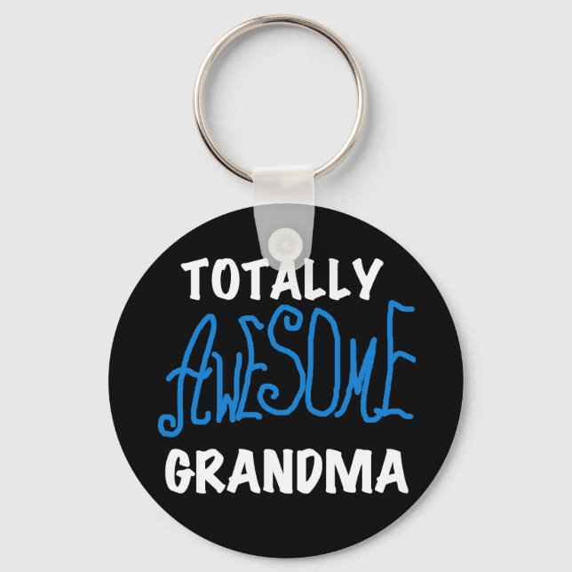 Totally Awesome Grandma Blue Tshirts and Gifts Keychain (Front)