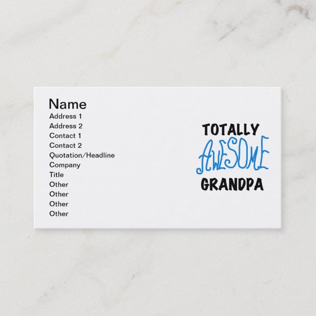 Totally Awesome Grandpa T-shirts and Gifts Business Card (Front)