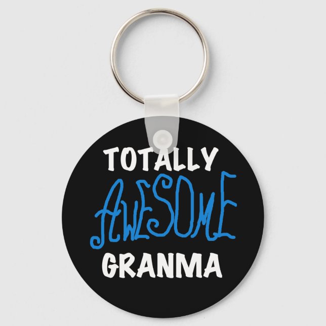 Totally Awesome Granma Blue T-shirts and Gifts Keychain (Front)