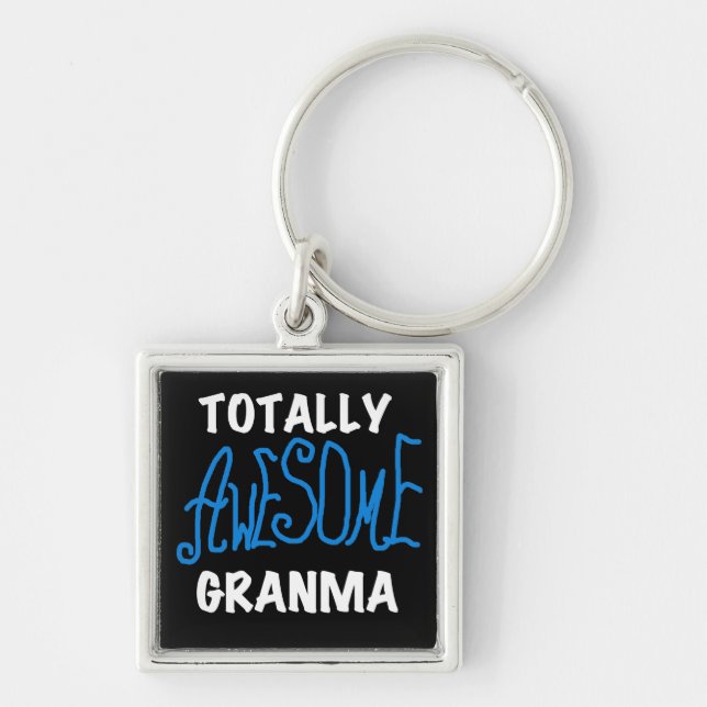 Totally Awesome Granma Blue T-shirts and Gifts Keychain (Front)