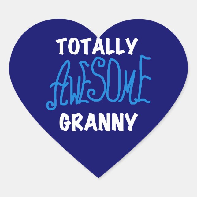 Totally Awesome Granny Blue T-shirts and Gifts Heart Sticker (Front)