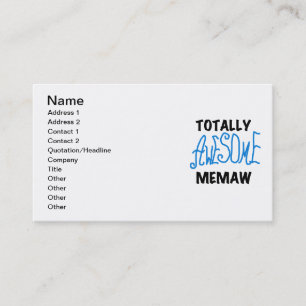 Totally Awesome Memaw Blue T-shirts and Gifts Business Card