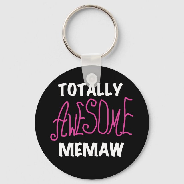 Totally Awesome Memaw Pink T-shirts Keychain (Front)