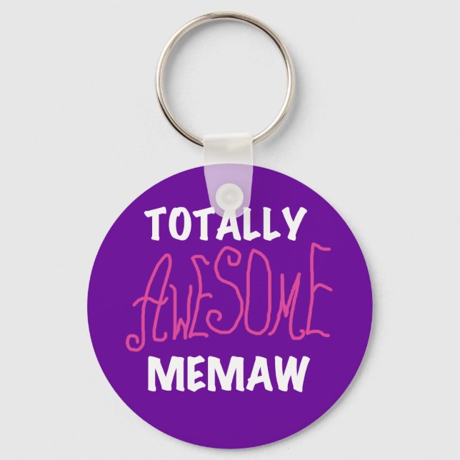 Totally Awesome Memaw Pink T-shirts Keychain (Front)