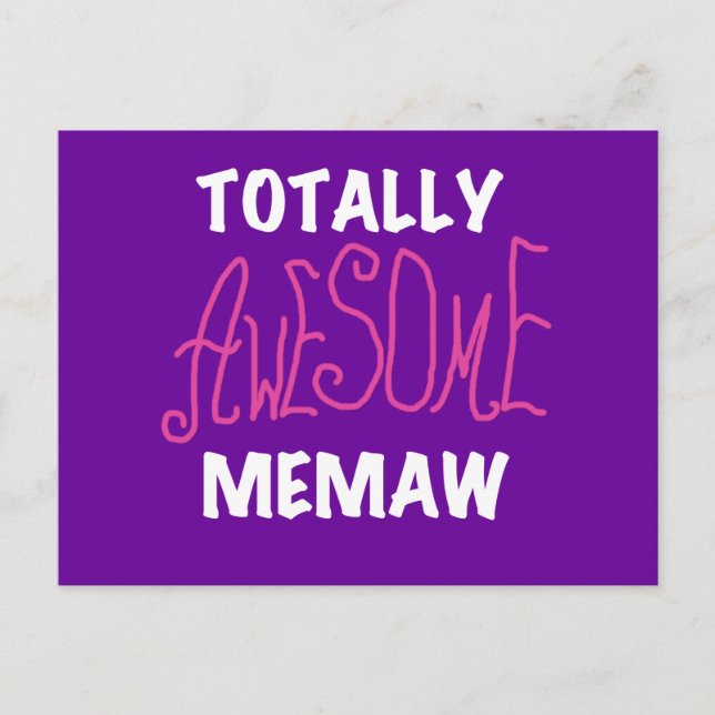 Totally Awesome Memaw Pink T-shirts Postcard (Front)