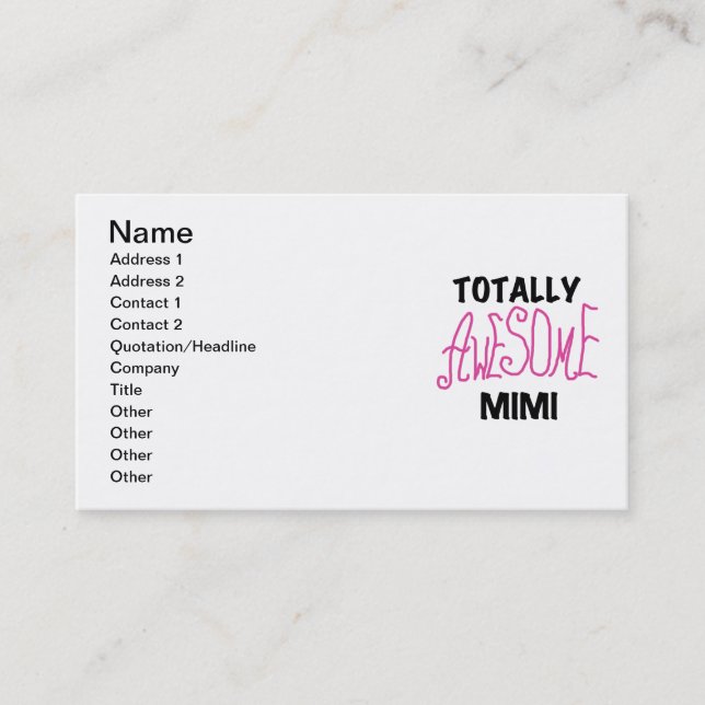 Totally Awesome Mimi Pink T-shirts and Gifts Business Card (Front)