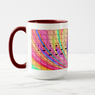 Totally Awesome Mom Pink Swirl Puzzle Design Mug