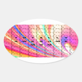Totally Awesome Mom  Pink Swirl Puzzle Design Oval Sticker