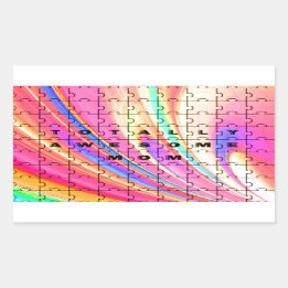 Totally Awesome Mom  Pink Swirl Puzzle Design Sticker