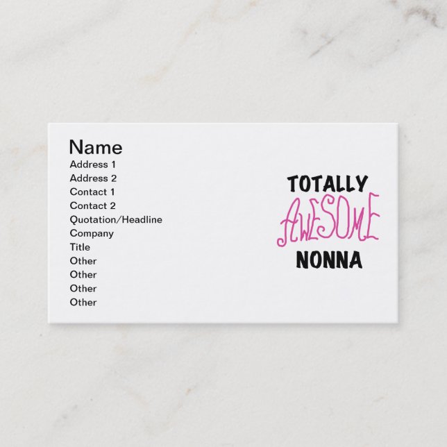 Totally Awesome Nonna Pink T-shirts and Gifts Business Card (Front)