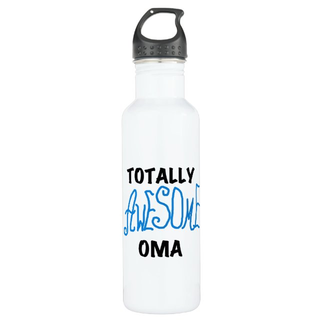 Totally Awesome Oma Blue T-shirts and 710 Ml Water Bottle (Front)