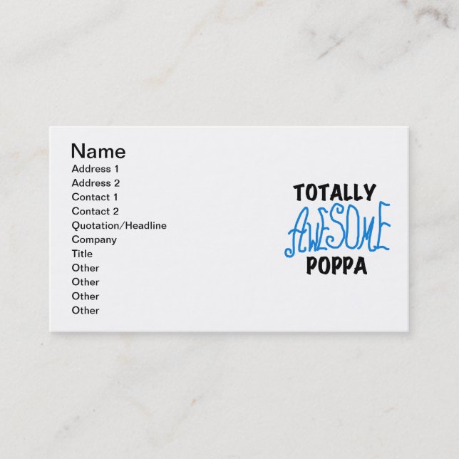 Totally Awesome Poppa Tshirts and Gifts Business Card (Front)