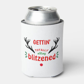 Totally Blitzened Funny Reindeer Christmas Cheer Can Cooler