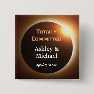 Totally Committed Eclipse Theme Wedding 2 Inch Square Button