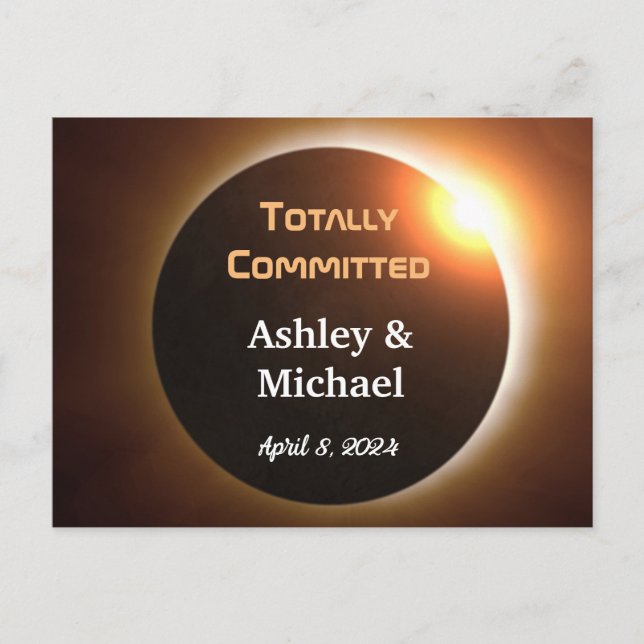 Totally Committed Eclipse Theme Wedding Postcard (Front)