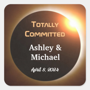 Totally Committed Eclipse Theme Wedding Square Sticker