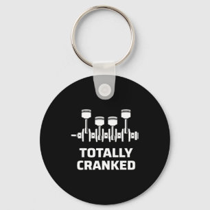 Totally cranked funny mechanic car engine humour keychain