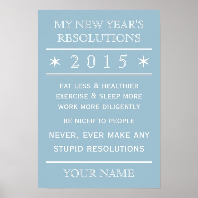 Totally customizable New Year's Resolution poster (Front)
