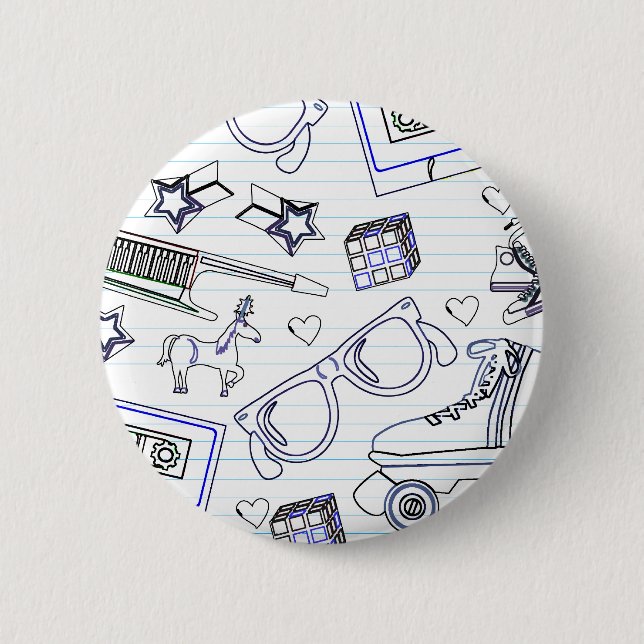 Totally Eighties Doodle 2 Inch Round Button (Front)