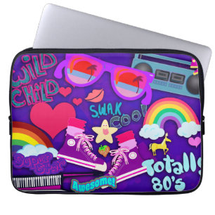 Totally Eighties Purple Collage Laptop Sleeve