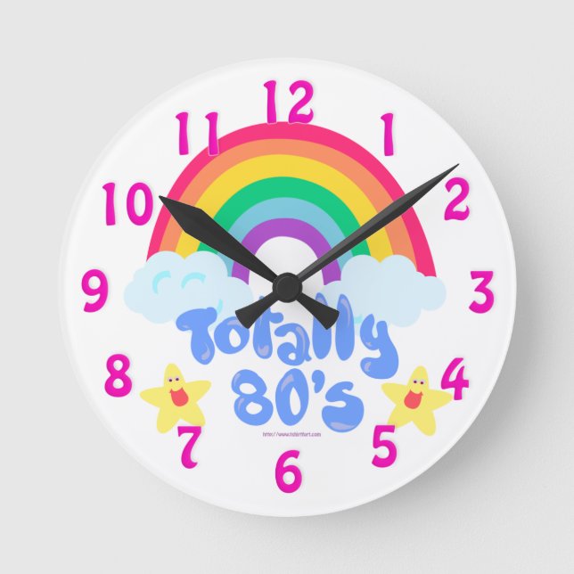 Totally Eighties Rainbow Motto Round Clock (Front)