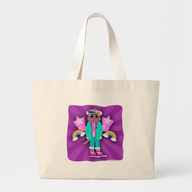 Totally Eighties Sock Monkey Large Tote Bag (Front)
