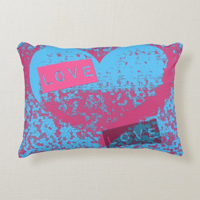 Totally Epic Retro Colours Love Heart Design Accent Pillow (Front)