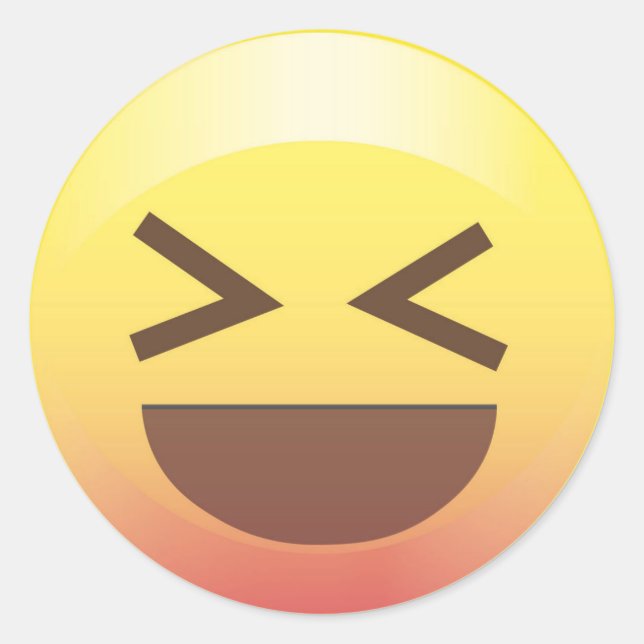 Totally Excited Yellow Emoji Face Sticker (Front)