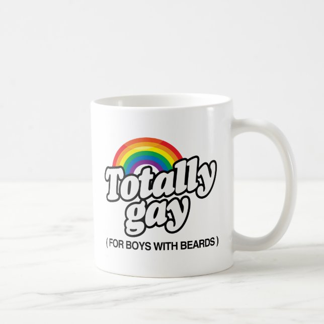 TOTALLY GAY FOR BOYS WITH BEARDS -.png Coffee Mug (Right)