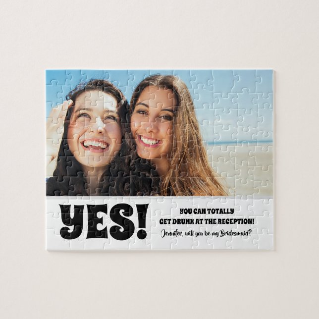 Totally Get Drunk - Photo Bridesmaid Proposal Jigsaw Puzzle (Horizontal)