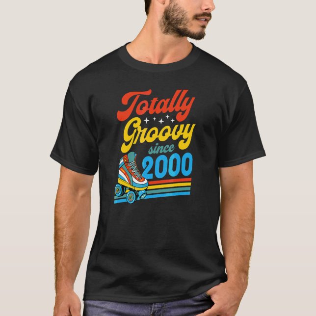 Totally Groovy Since 2000 Retro Roller Skate Birth T-Shirt (Front)