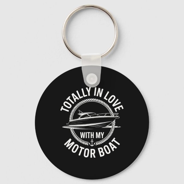Totally In Love With My Motor Boat Captain  Keychain (Front)