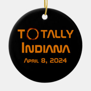 Totally Indiana 2024 Solar Eclipse Ceramic Ornament