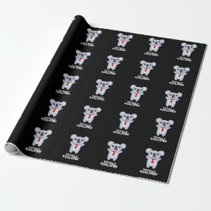 Totally Koala-fied Funny Koala Bear Pun Dark BG Wrapping Paper