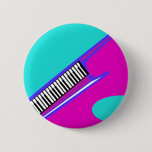 Totally Neon 80's Keytar 2 Inch Round Button