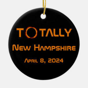 Totally New Hampshire 2024 Solar Eclipse  Ceramic Ornament