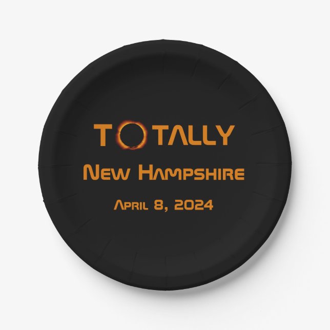 Totally New Hampshire 2024 Solar Eclipse  Paper Plate (Front)