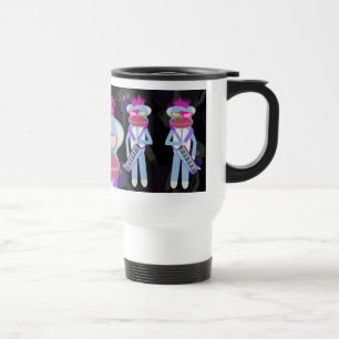 Totally New Wave Sock Monkey Fun Cartoon Travel Mug