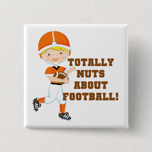 Totally Nuts About Football 2 Inch Square Button