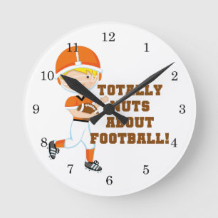 Totally Nuts About Football Round Clock