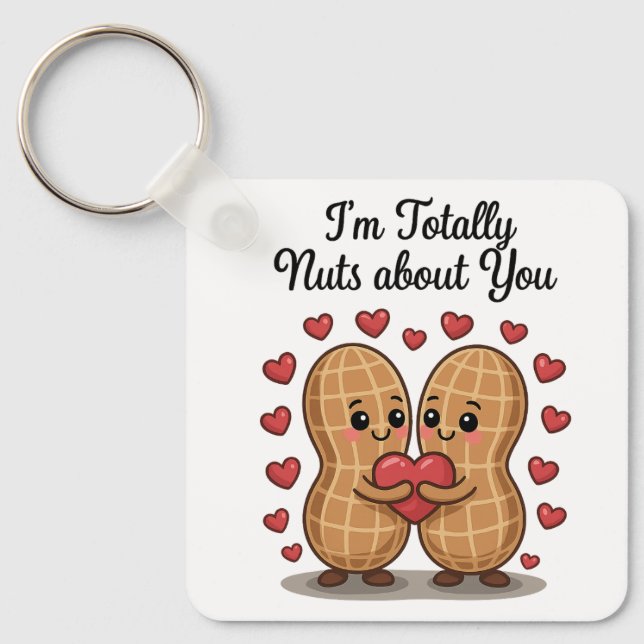 Totally Nuts About You – Cute Peanut Love Sticker Keychain (Front)