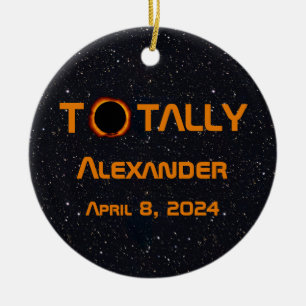 Totally Personal 2024 Solar Eclipse Ceramic Ornament