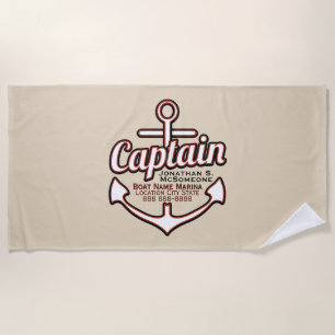 Totally Personalized Captain Anchor Nautical Beach Towel